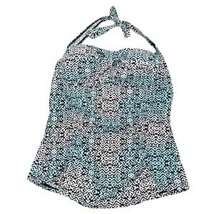 Assets By Spanx Teal Tankini Halter Top Size XL Beach Pool Summer Geometric